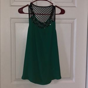Green embellished express tank top